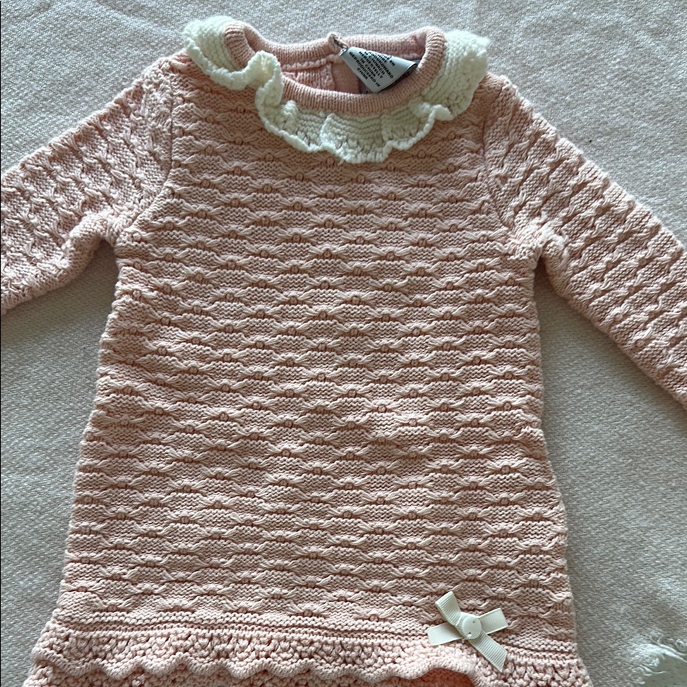 cupcakes & cashmere Pink Knit Sweater dress with Lace Trim